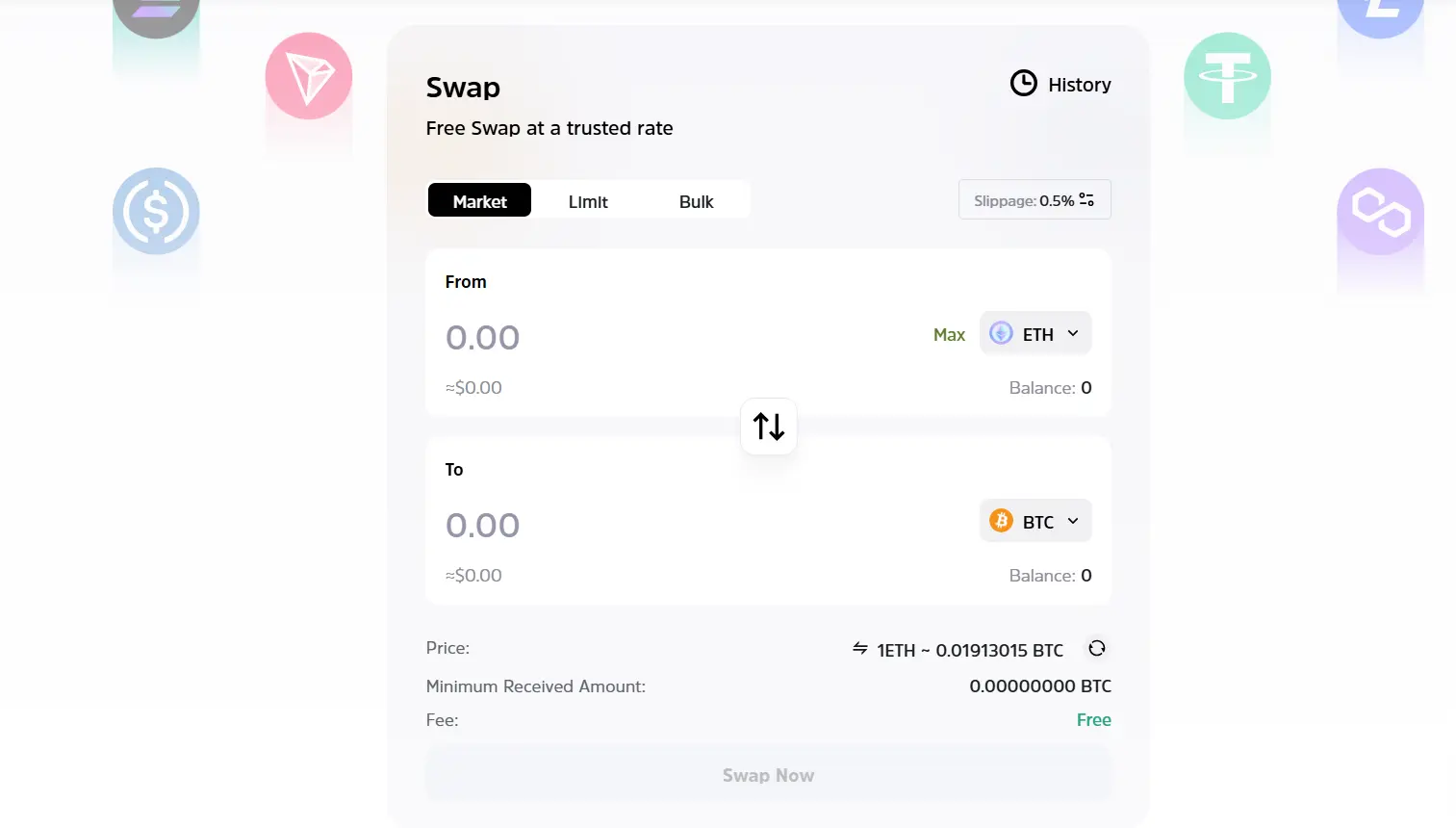 تبديل العملات على محفظة سي ولت
